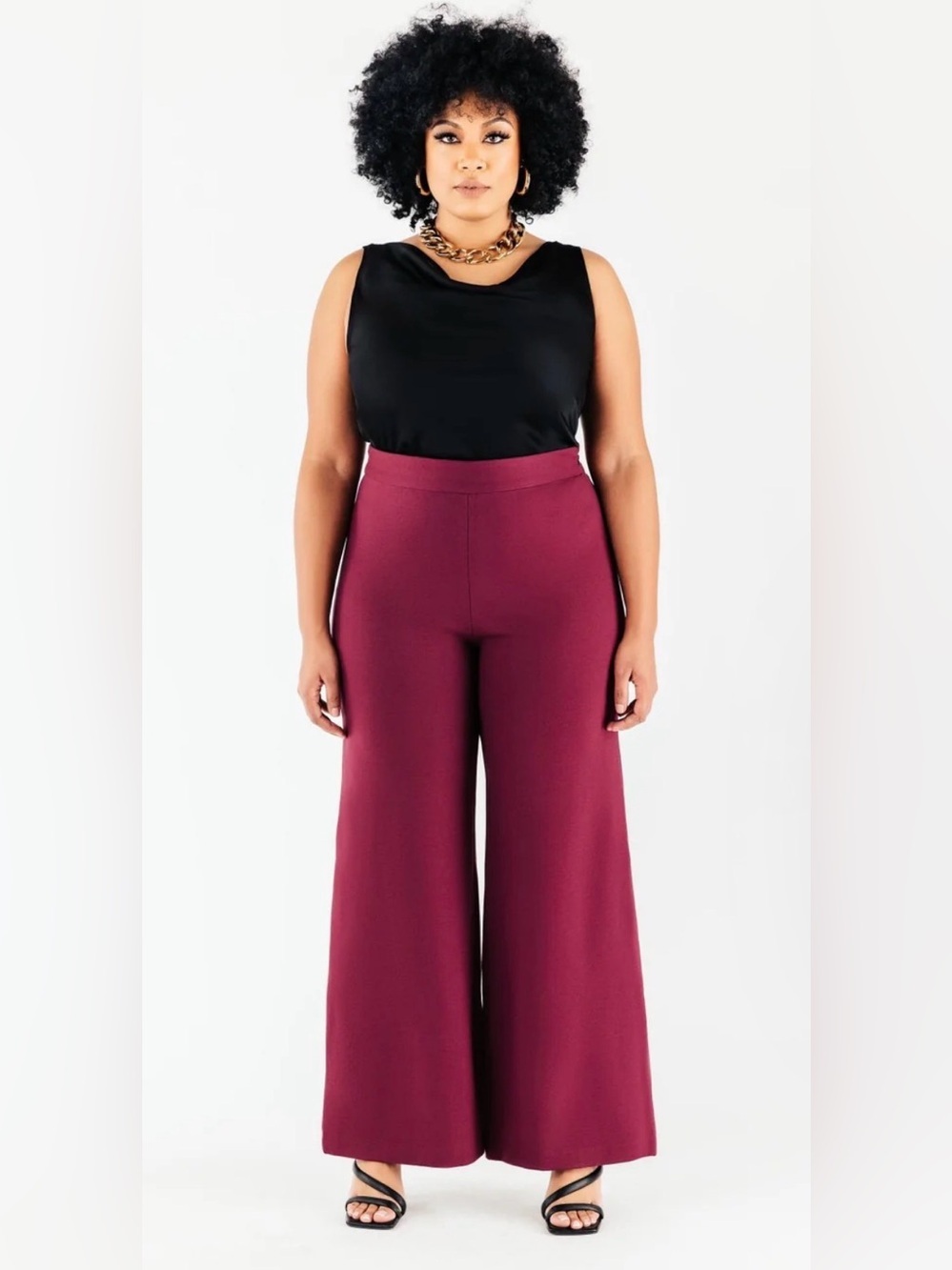 Chloe Kristyn Bridgette Wideleg Ponte Pant in Cabernet Size Medium